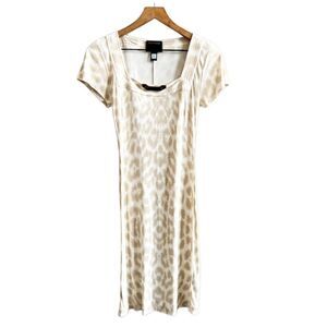 Class Roberto Cavalli Beige Cream Animal Print Dress Size 8 Leopard Short Sleeve